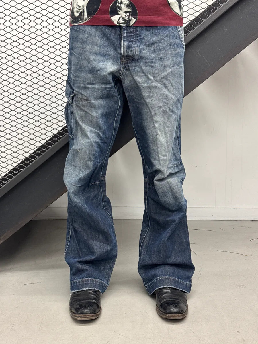 AW2005 Armani Blue Denim Cargo Wide Leg Jeans WpDlbCYg 0
