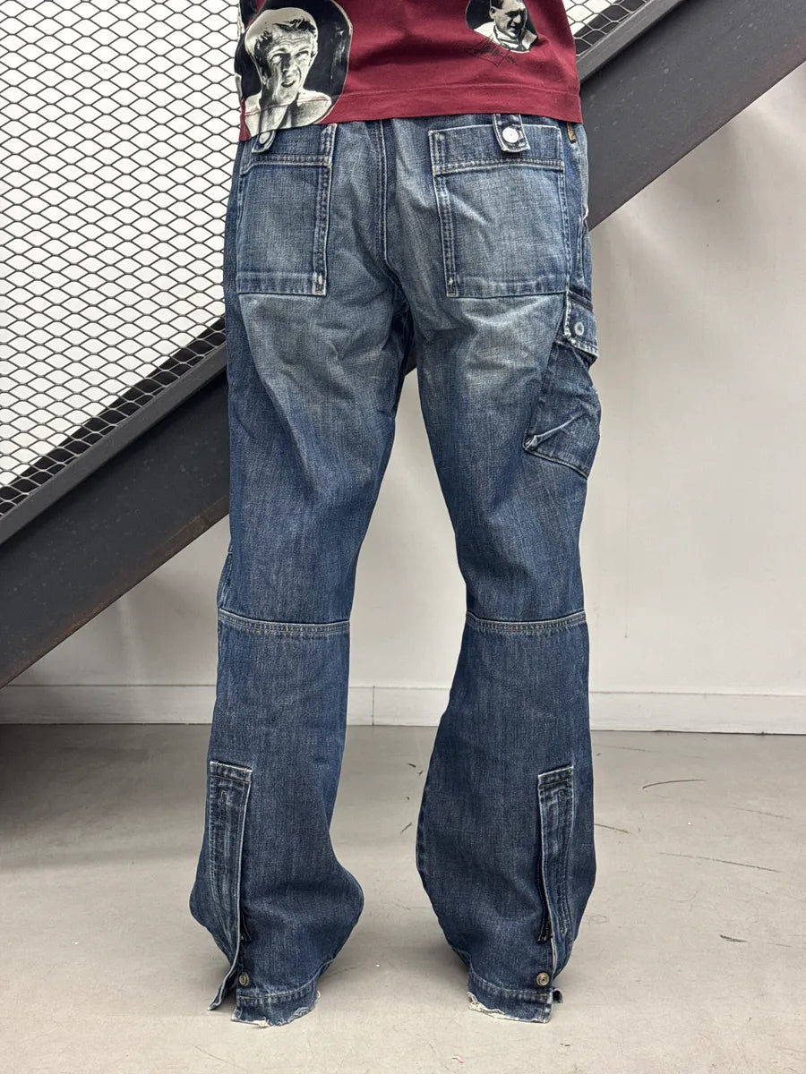 AW2005 Armani Blue Denim Cargo Wide Leg Jeans WpDlbCYg 1
