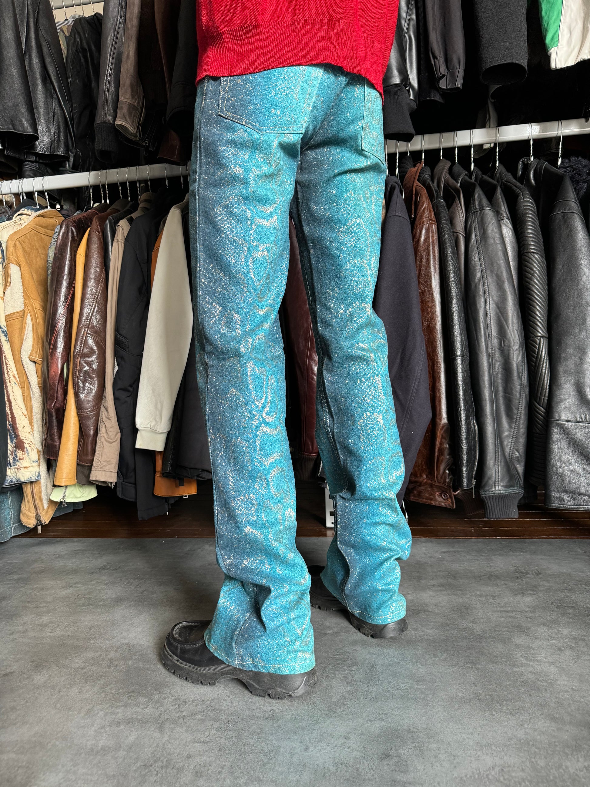 AW1999 Roberto Cavalli Blue Python Skin Legend Pants  (S) - 3