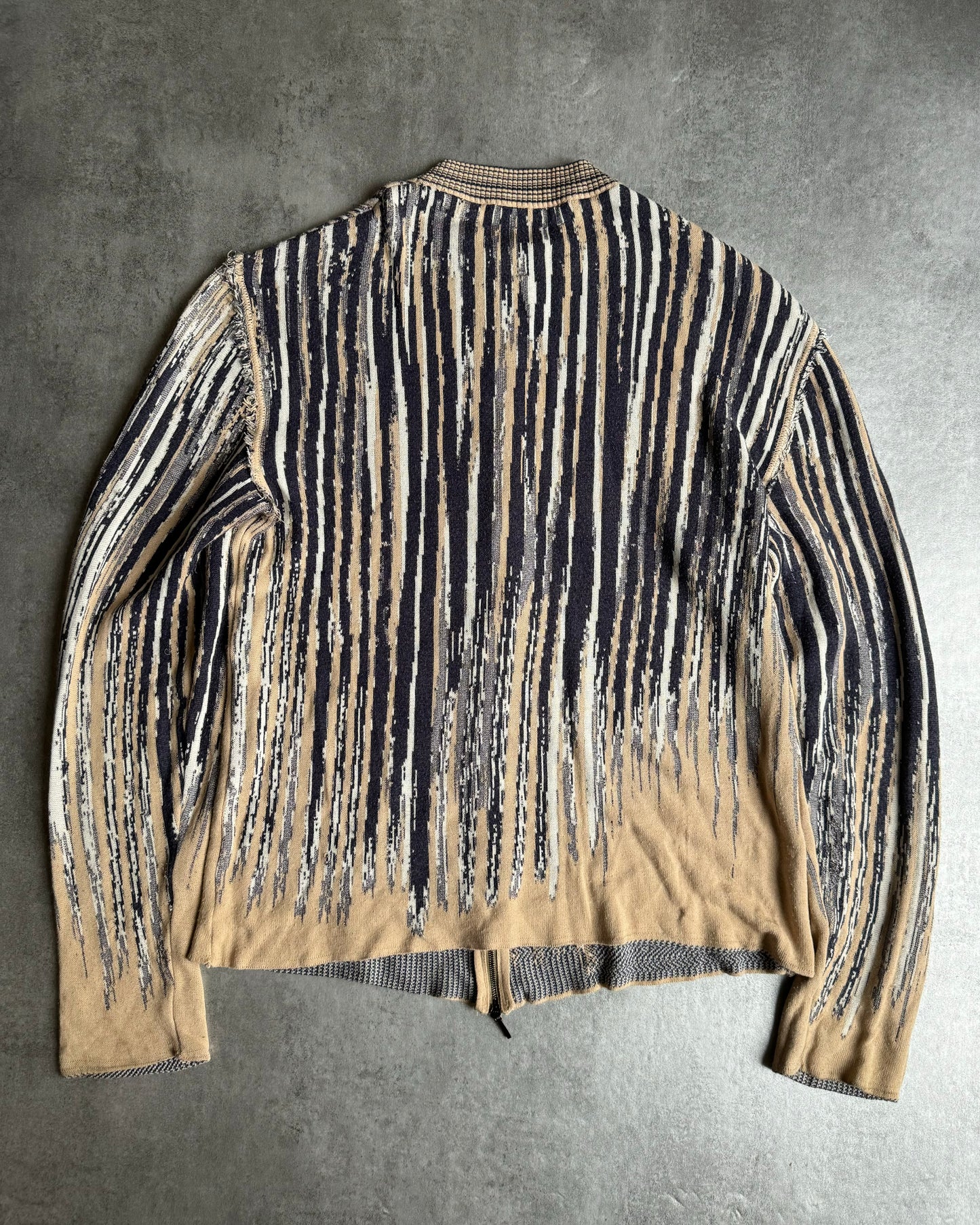 SS2002 Roberto Cavalli Contemporary Striped Zip-up Sweater. (M/L) - 3