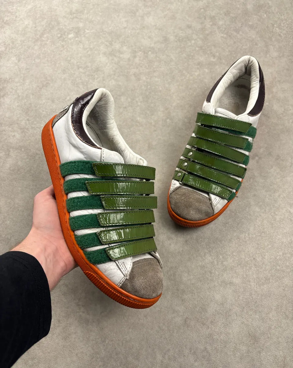 2000s Dsquared2 White Leather Multi-Strap Velcro Sneakers WsFfDcbA 0