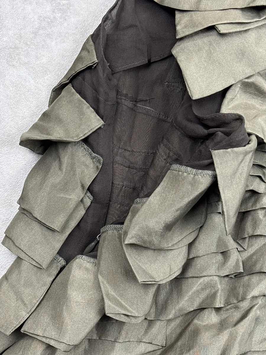AW2006 Chloé Khaki Green Relief Silk Tank Top  WwXRglTz 6