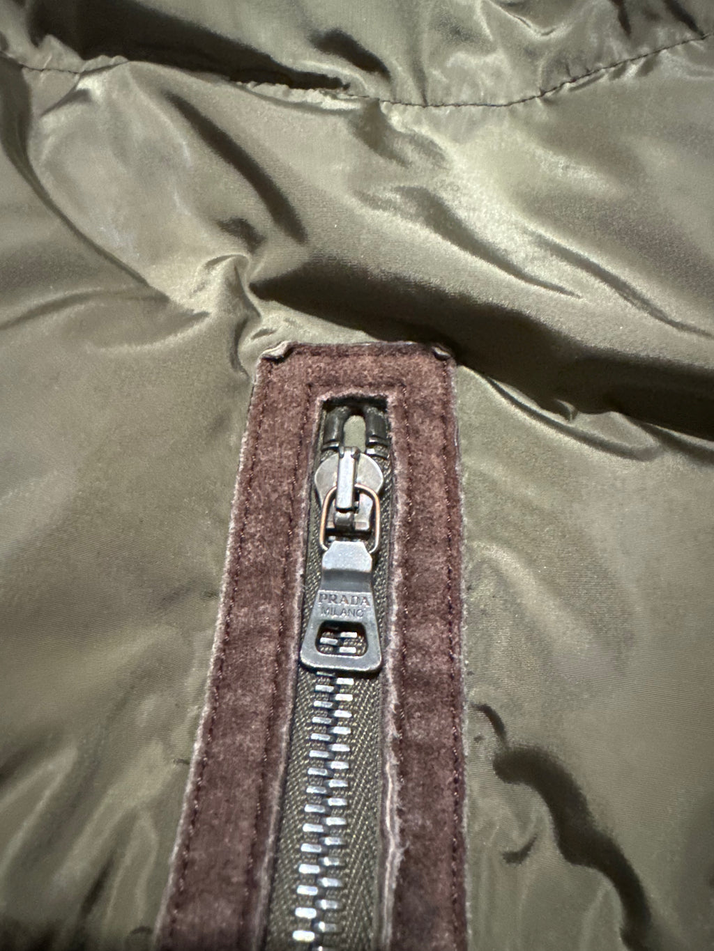 2000s Prada Linea Rossa Olive Puffer Padded Jacket (L) - 12