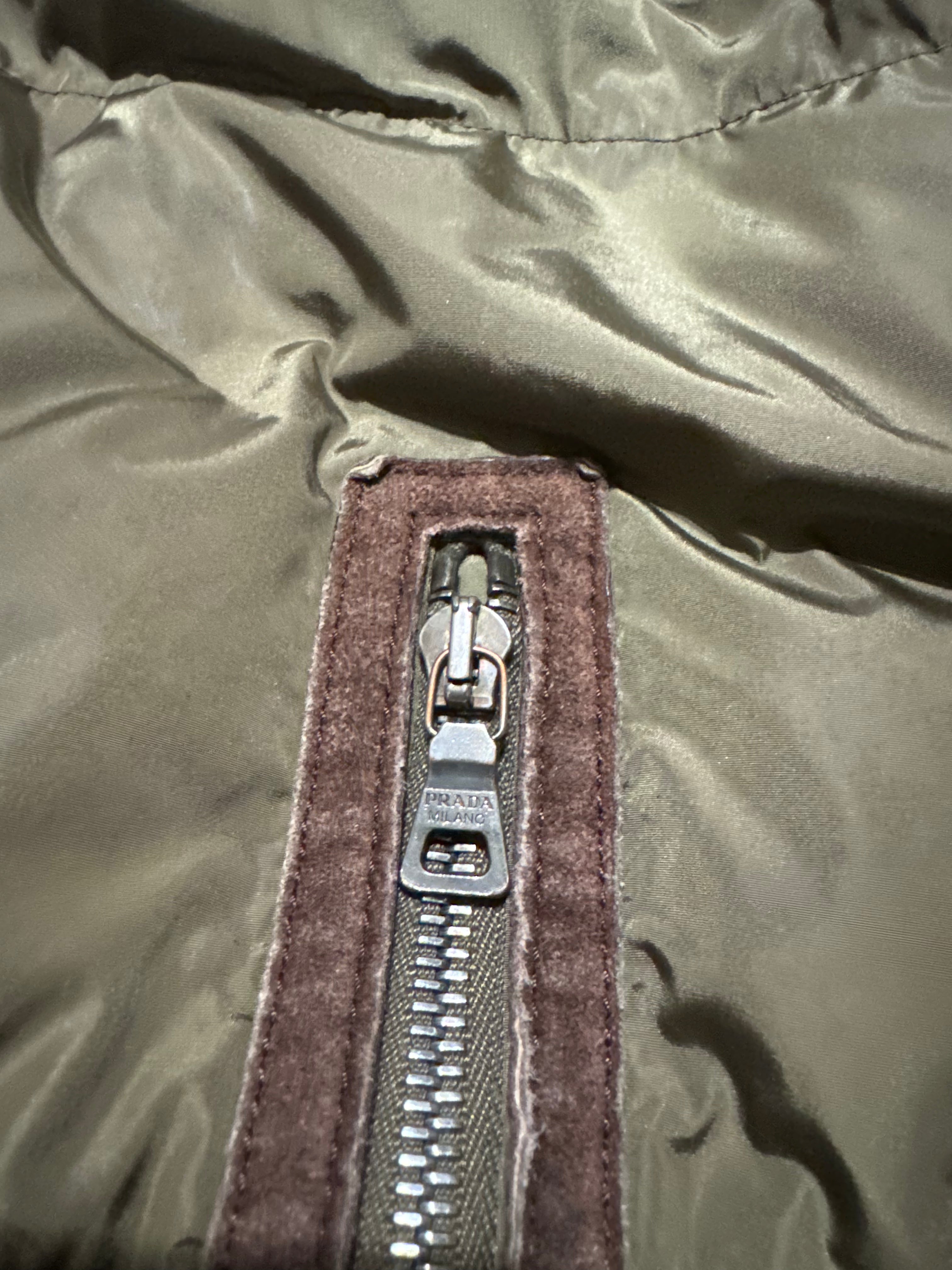 2000s Prada Linea Rossa Olive Puffer Padded Jacket (L) - 12