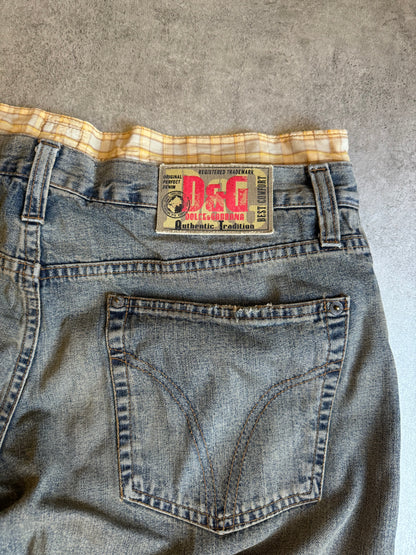 SS2004 Dolce & Gabbana Double Waisted Cargo Denim Pants (XL) - 4