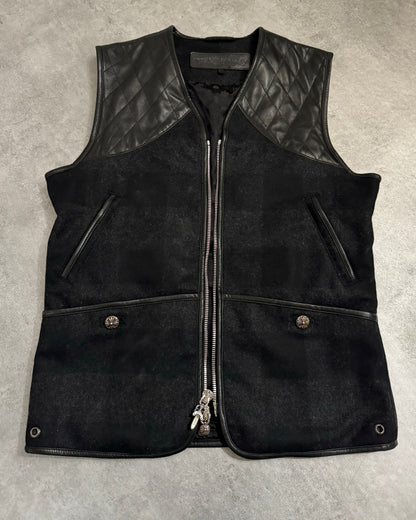 Chrome Hearts Quilted Leather Waistcoat Vest (S/M) - 4