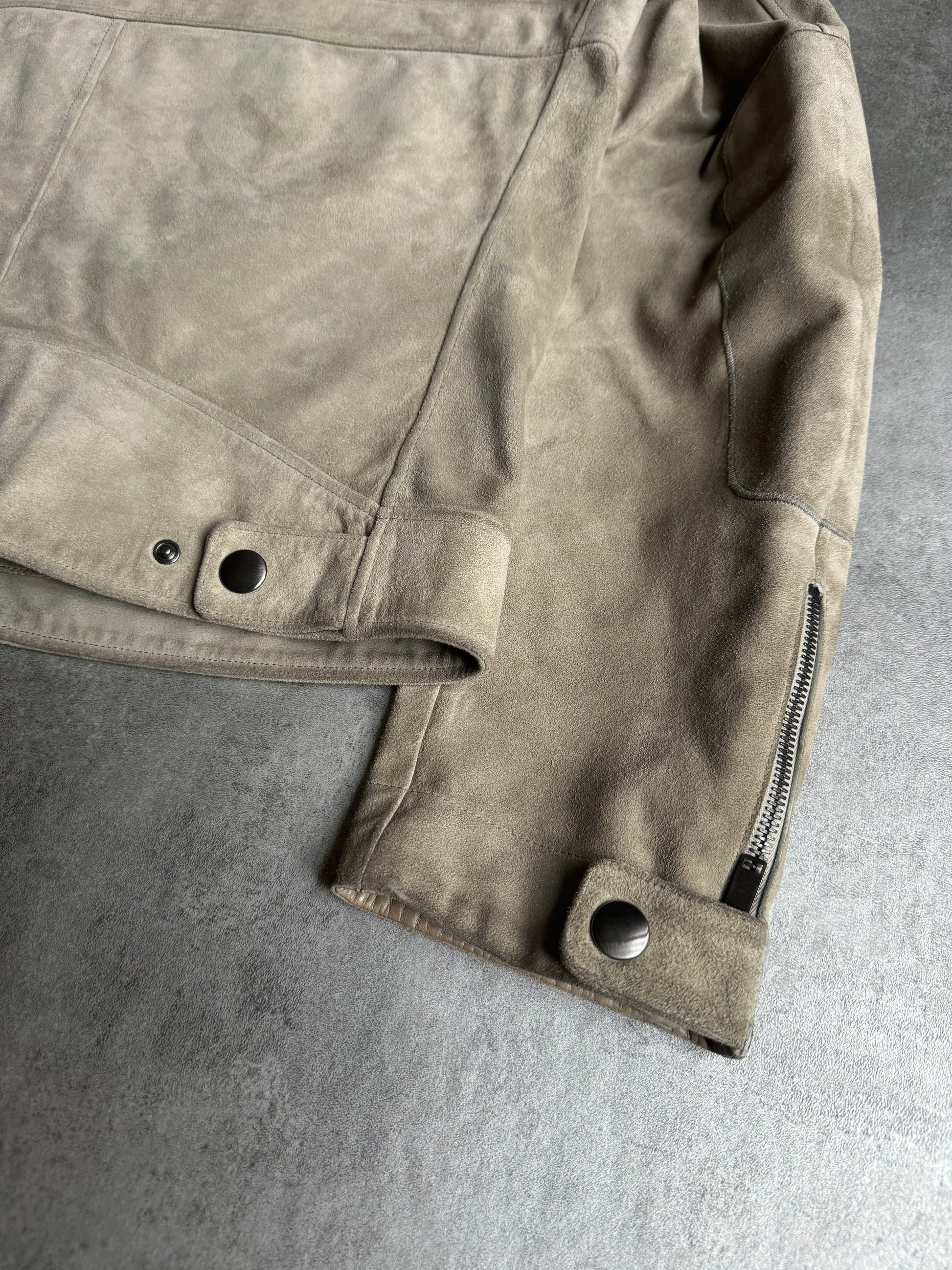 AW2004 Gucci Beige Cafe Moto Suede Leather Jacket by Tom Ford (M) - 7