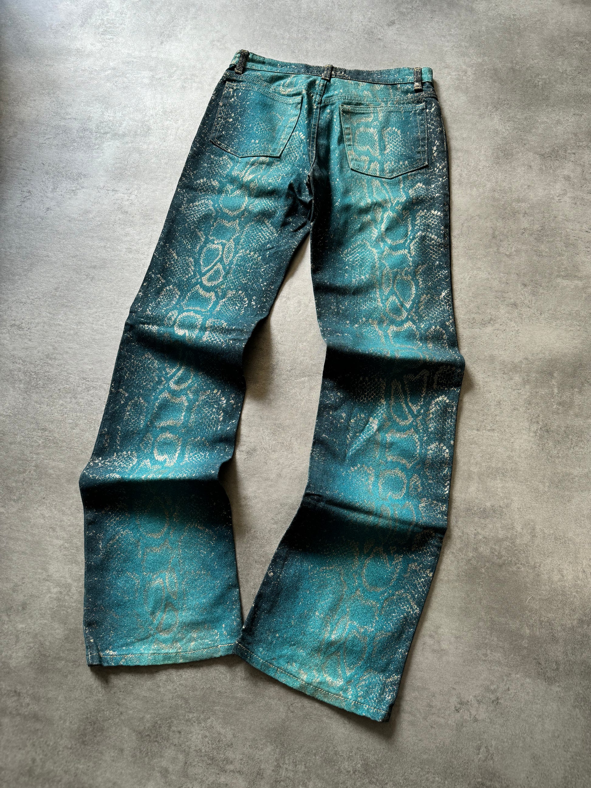AW1999 Roberto Cavalli Blue Python Skin Legend Pants  (S) - 4
