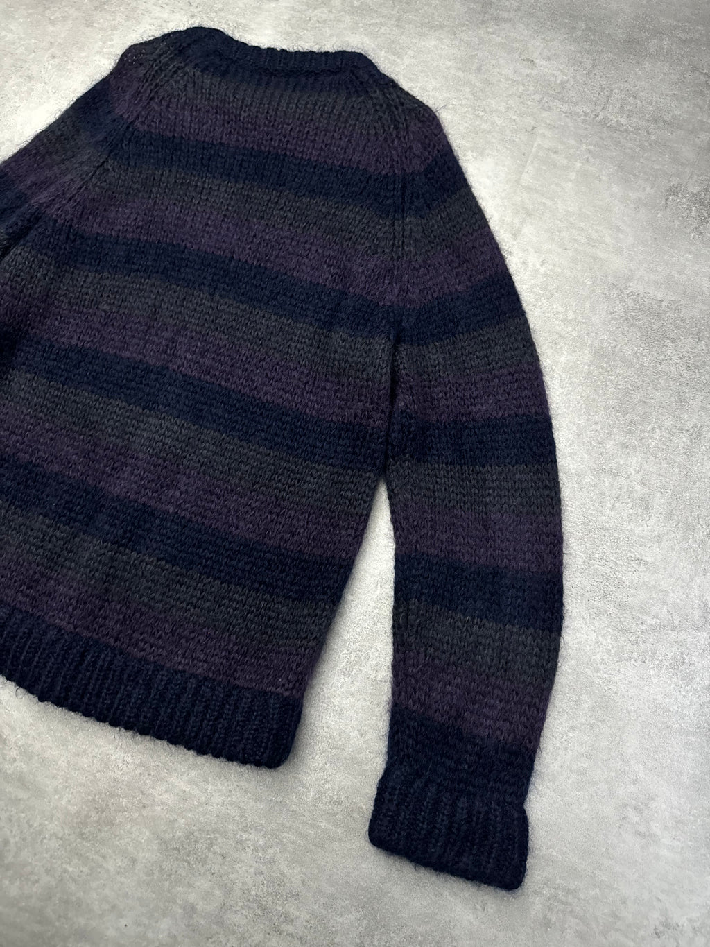 2000s Prada Mohair Striped Purple Dark Relaxed Cozy Sweater (M) - 4