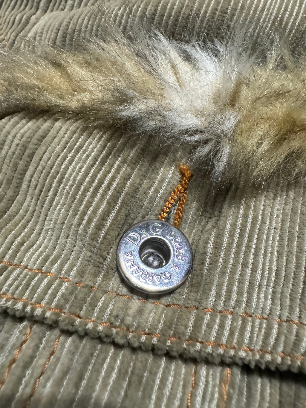 FW2001 Dolce & Gabbana Fur Corduroy Striped Jacket (L) - 8