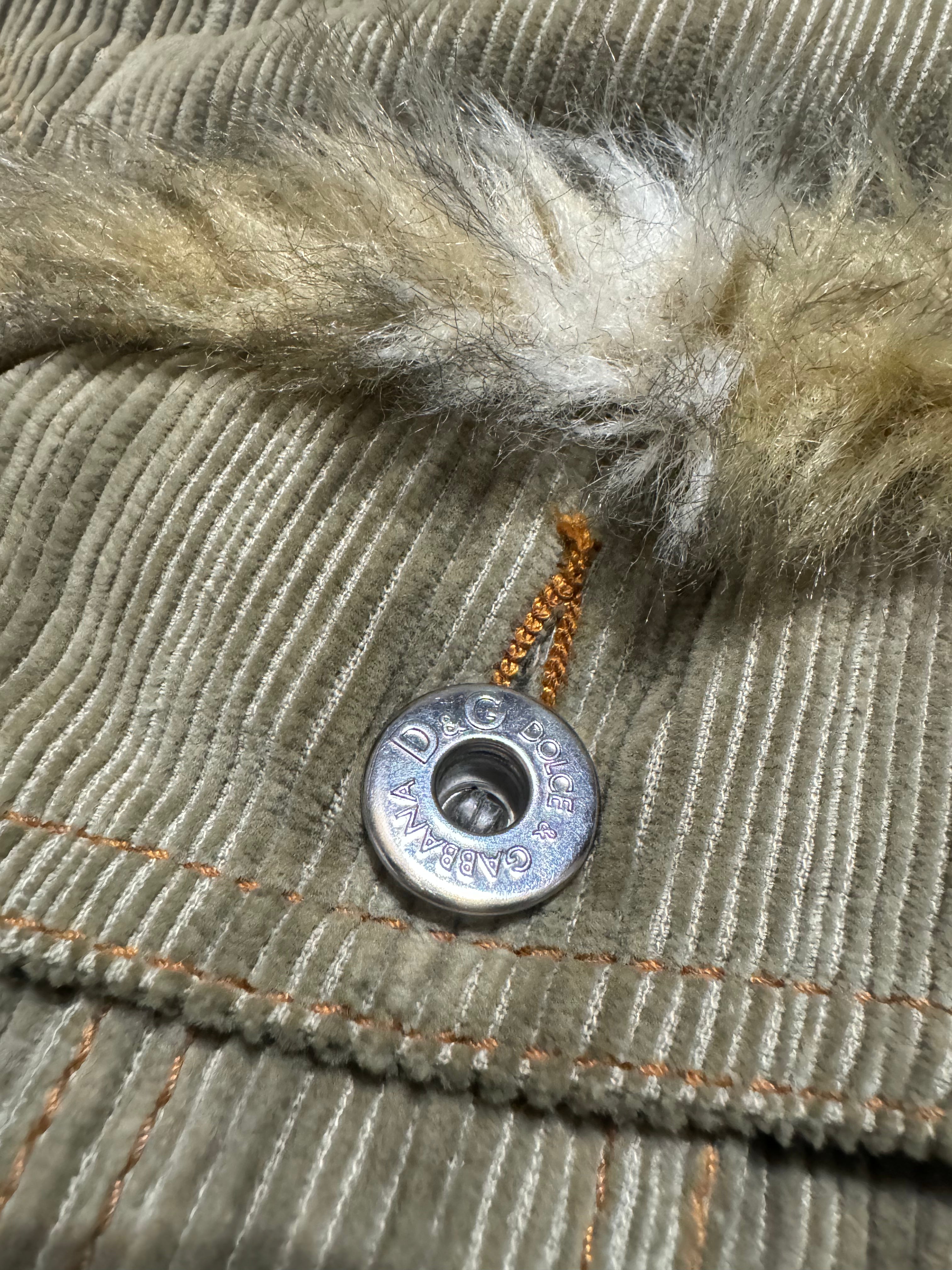 FW2001 Dolce & Gabbana Fur Corduroy Striped Jacket (L) - 8