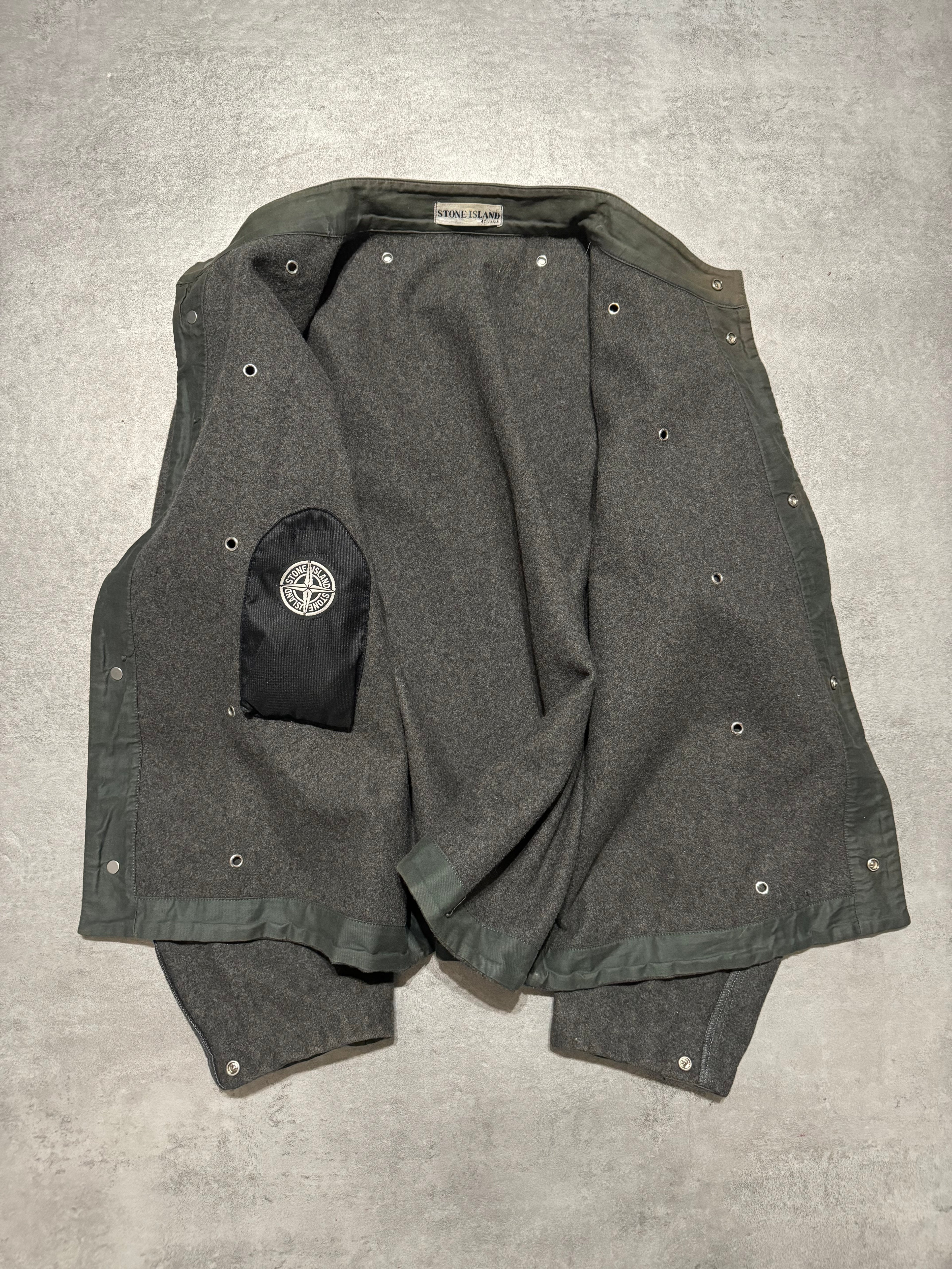1990s Stone Island Grey Reversed Effect Mao Jacket (M) - 3