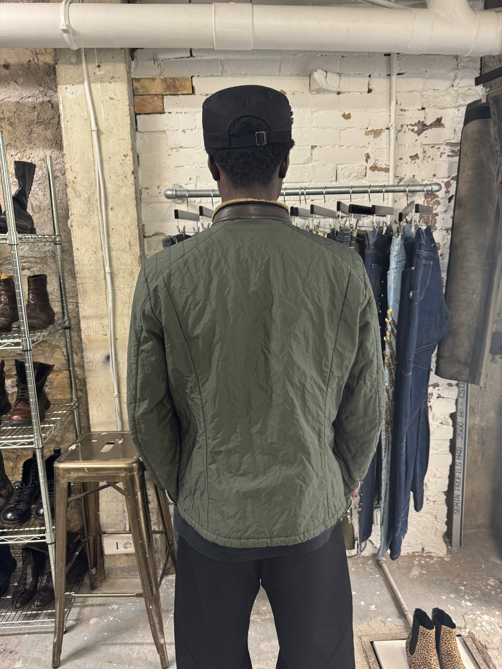 2000s Prada Green Nylon Linea Rossa Biker Jacket (M/L) - 3