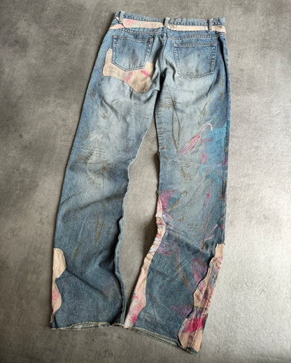 AW2002 Roberto Cavalli Leather & Denim Rebel Artistic Pants (M/L) - 6