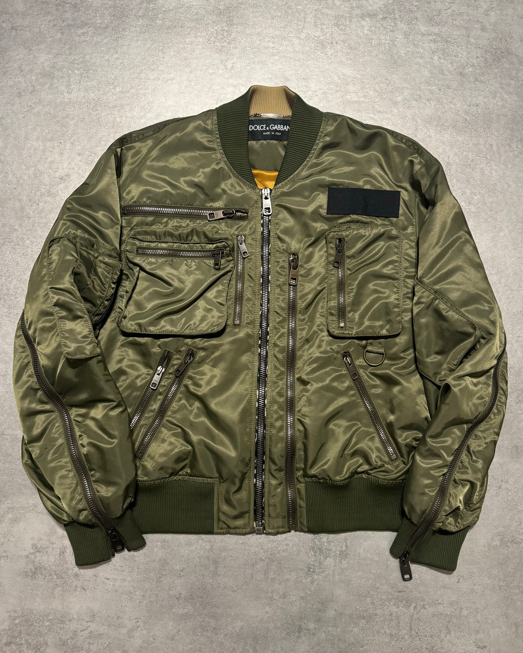 Dolce & Gabbana Olive Military Multi Zips Bomber Jacket (M/L) - 1
