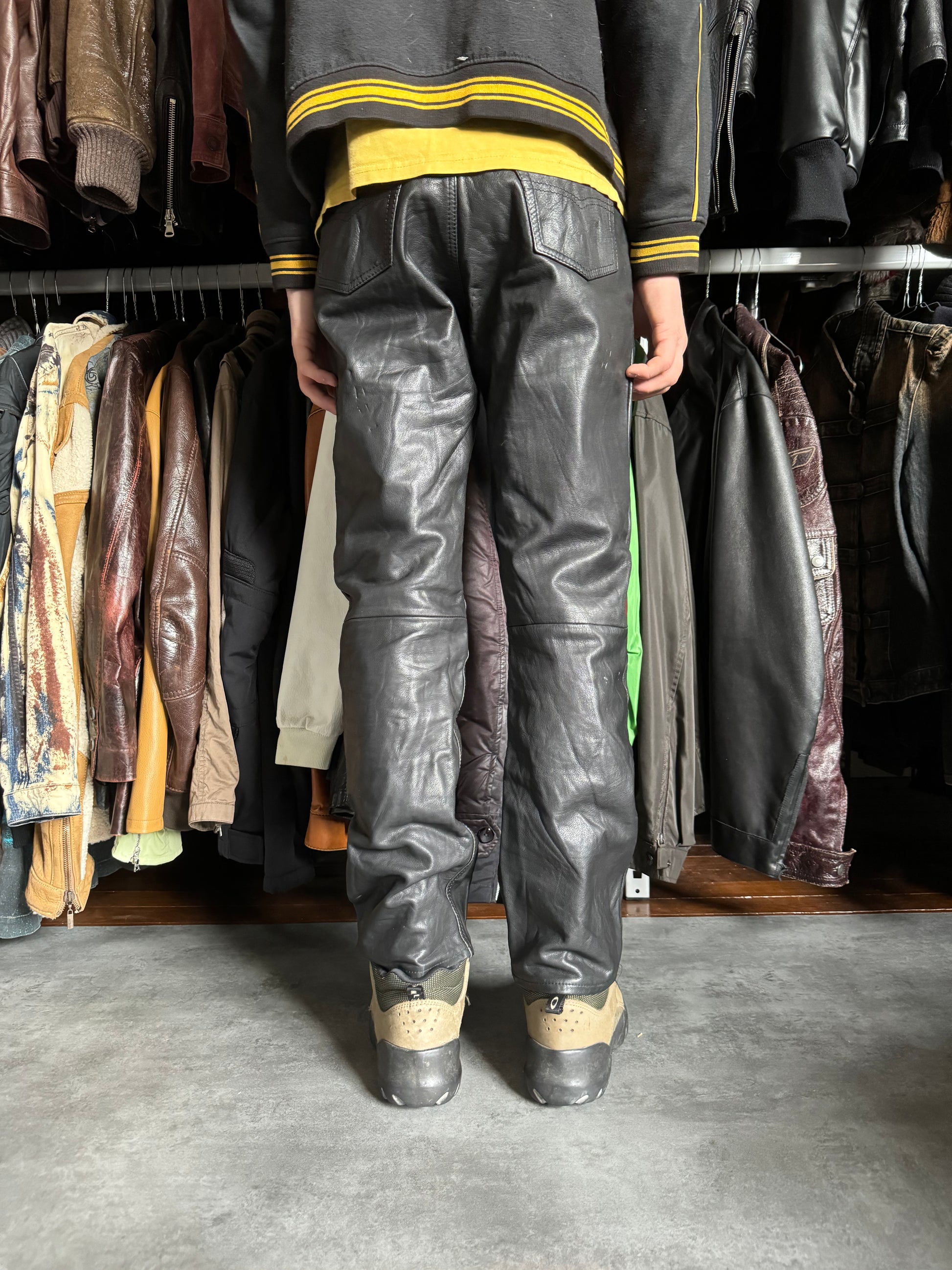 Dainese Black Moto Biker Leather Pants (S) - 2