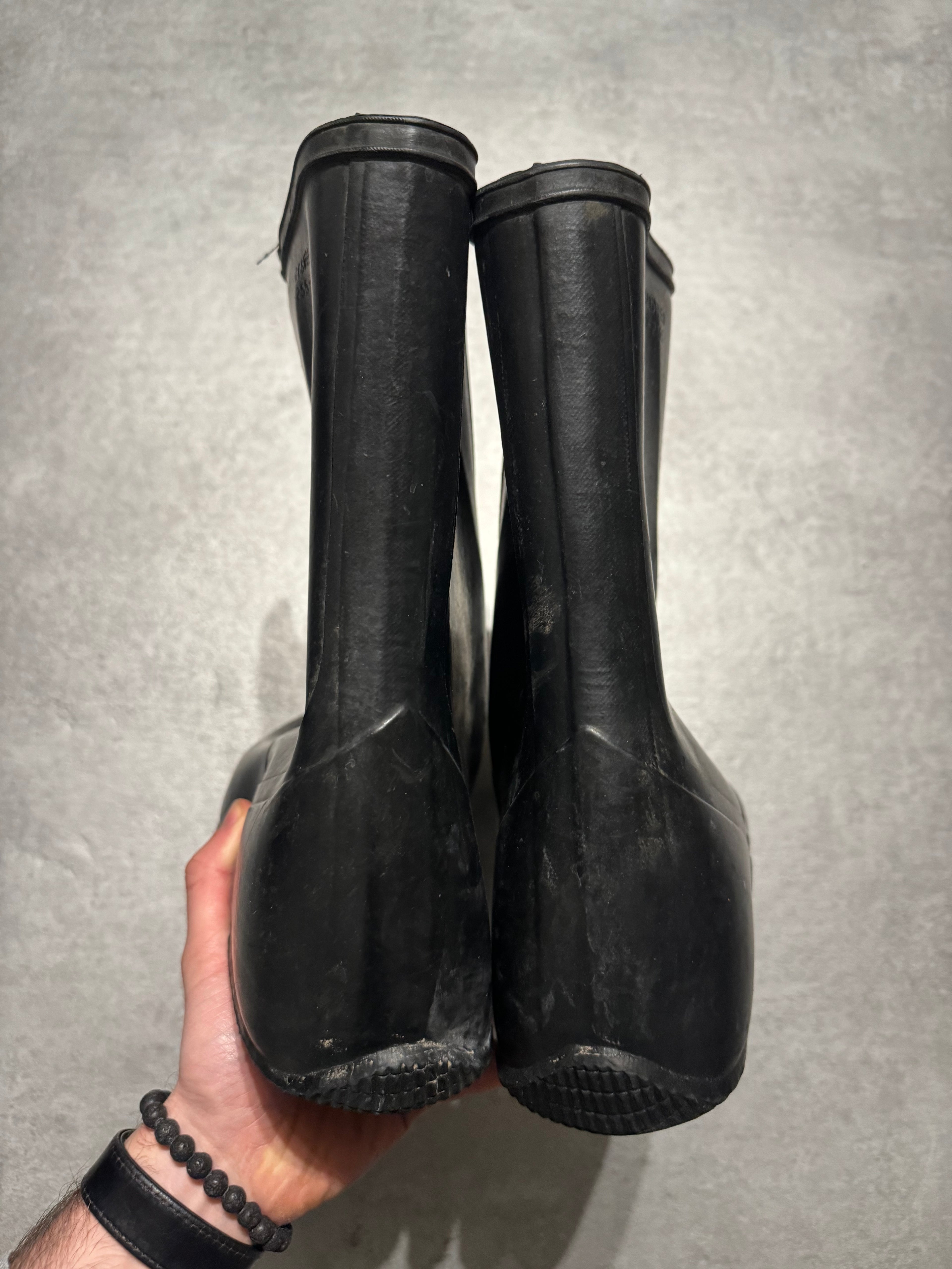 1980s Combat Waterproof Protection Front Zip Shoes Covers Black Boots (45) - 4