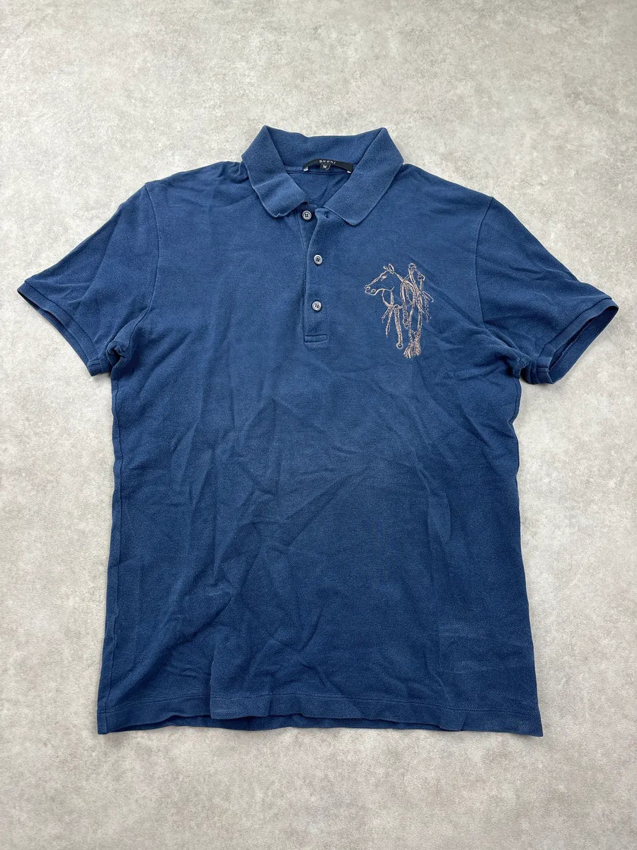 2010s Gucci Navy Horse Embroidered Signature Polo XZGDolrm 0