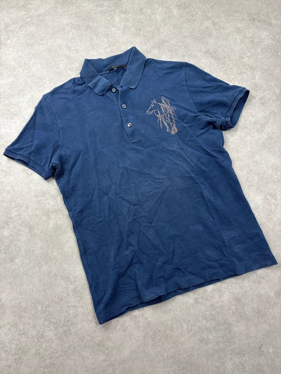 2010s Gucci Navy Horse Embroidered Signature Polo XZGDolrm 3