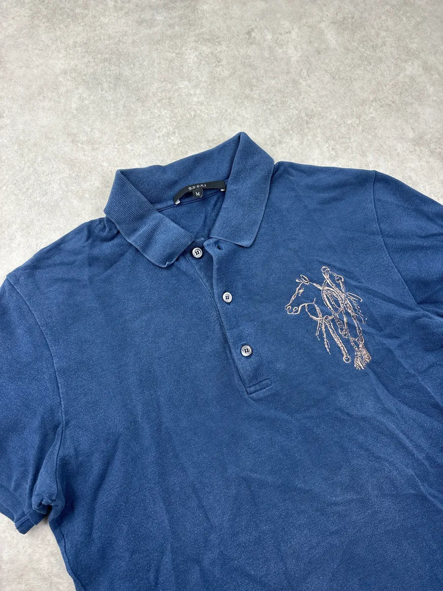 2010s Gucci Navy Horse Embroidered Signature Polo XZGDolrm 4