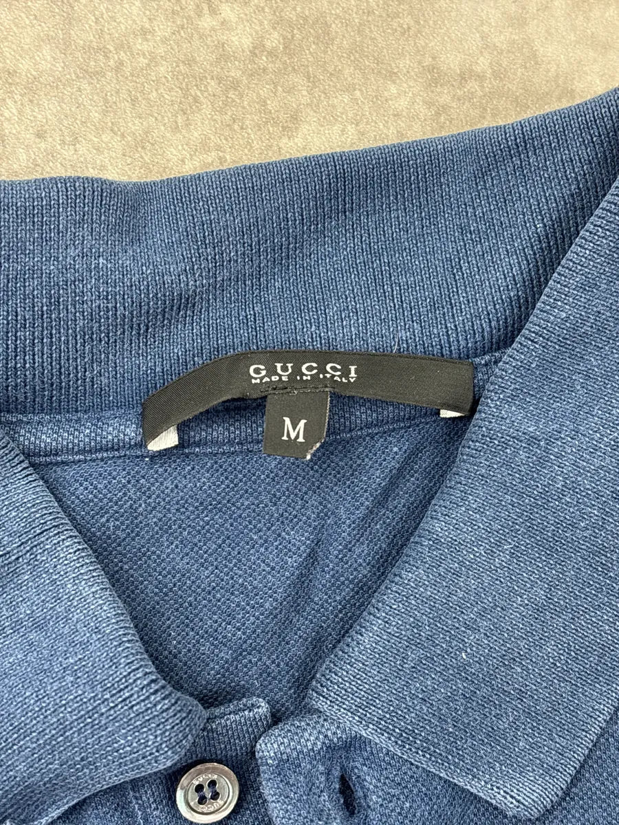 2010s Gucci Navy Horse Embroidered Signature Polo XZGDolrm 9