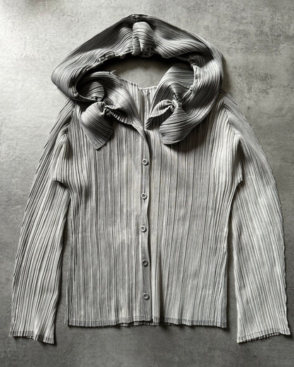 Issey Miyake Pleats Plissed Grey Splash Cardigan (S) - 3