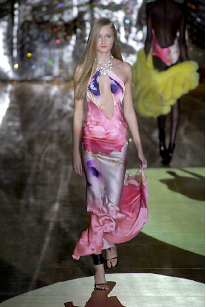 SS2001 Roberto Cavalli Princess Dasy Pink Eye Dress (L) - 4