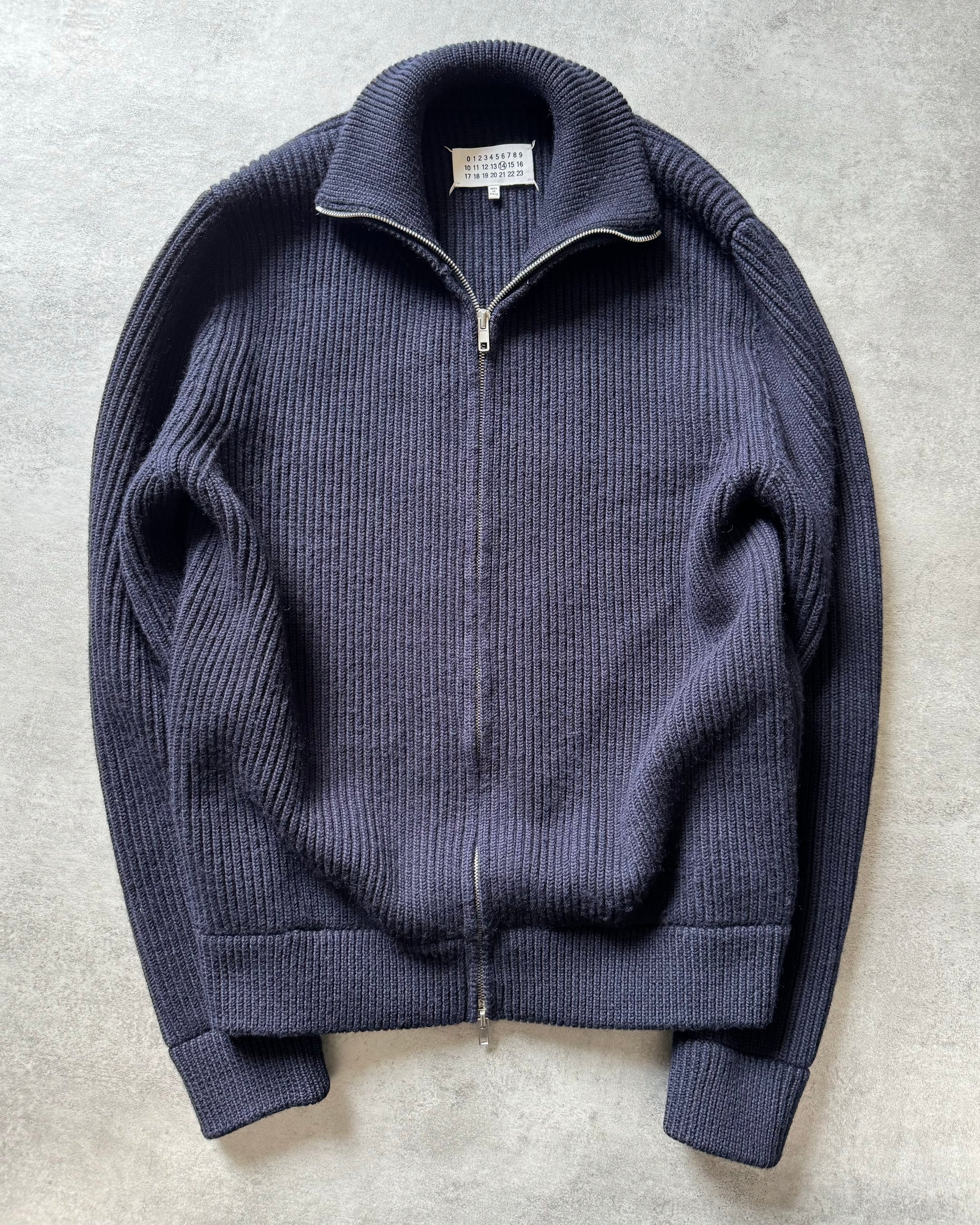 SS2020 Maison Margiela Navy Wool Zip-Up Sweater (M) - 1