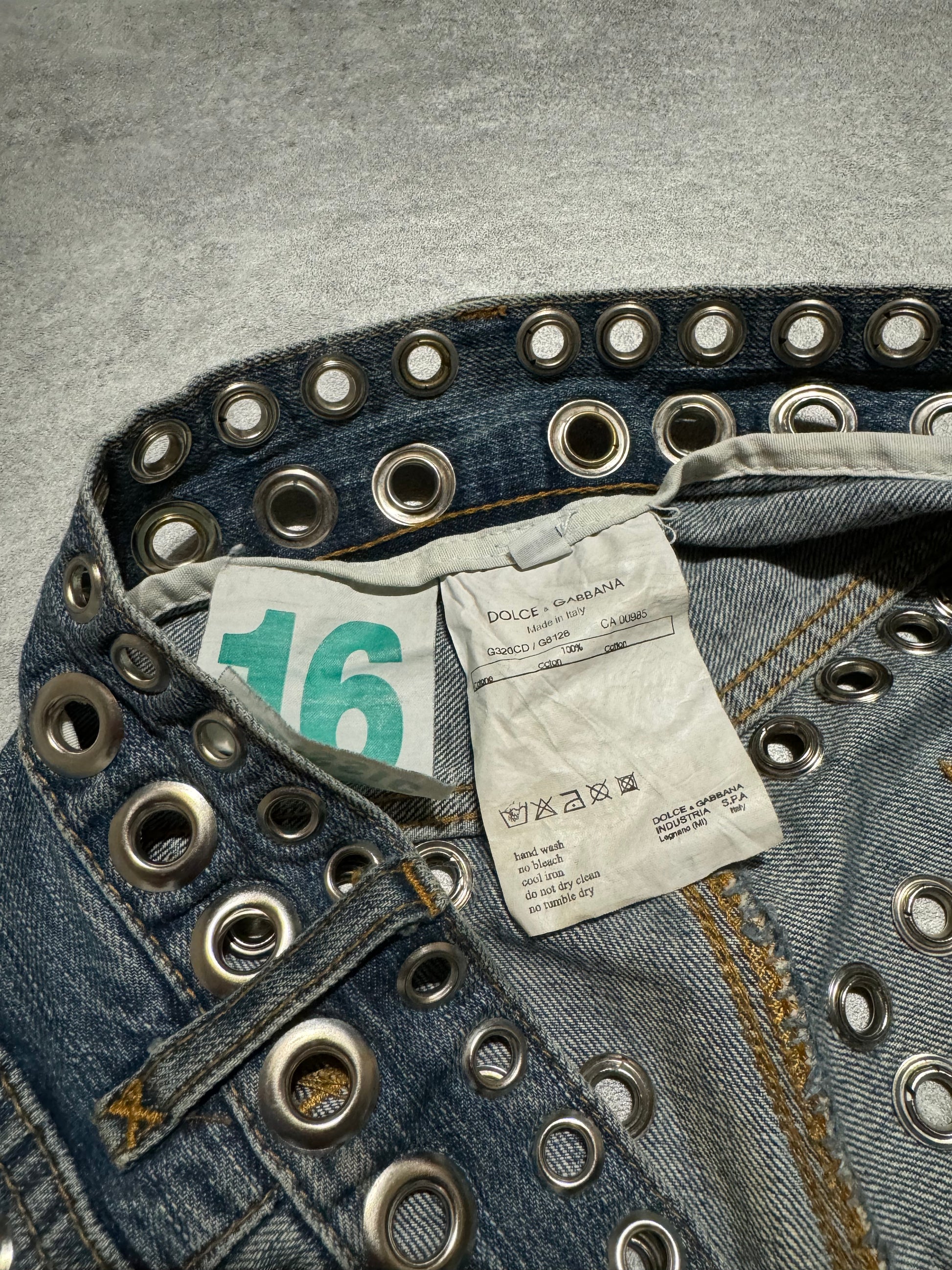 SS2006 Dolce & Gabbana Eyled Punk Holes Jeans (M) - 6