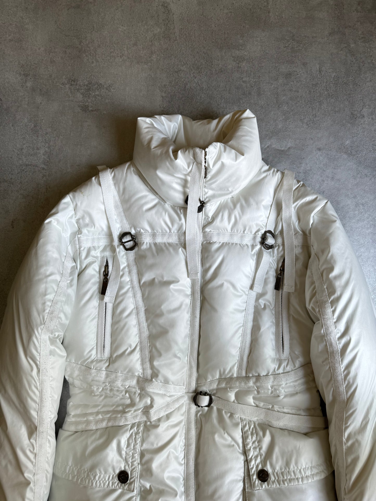 1990s Cavalli White Parachute Harness Puffer Jacket (S) - 10