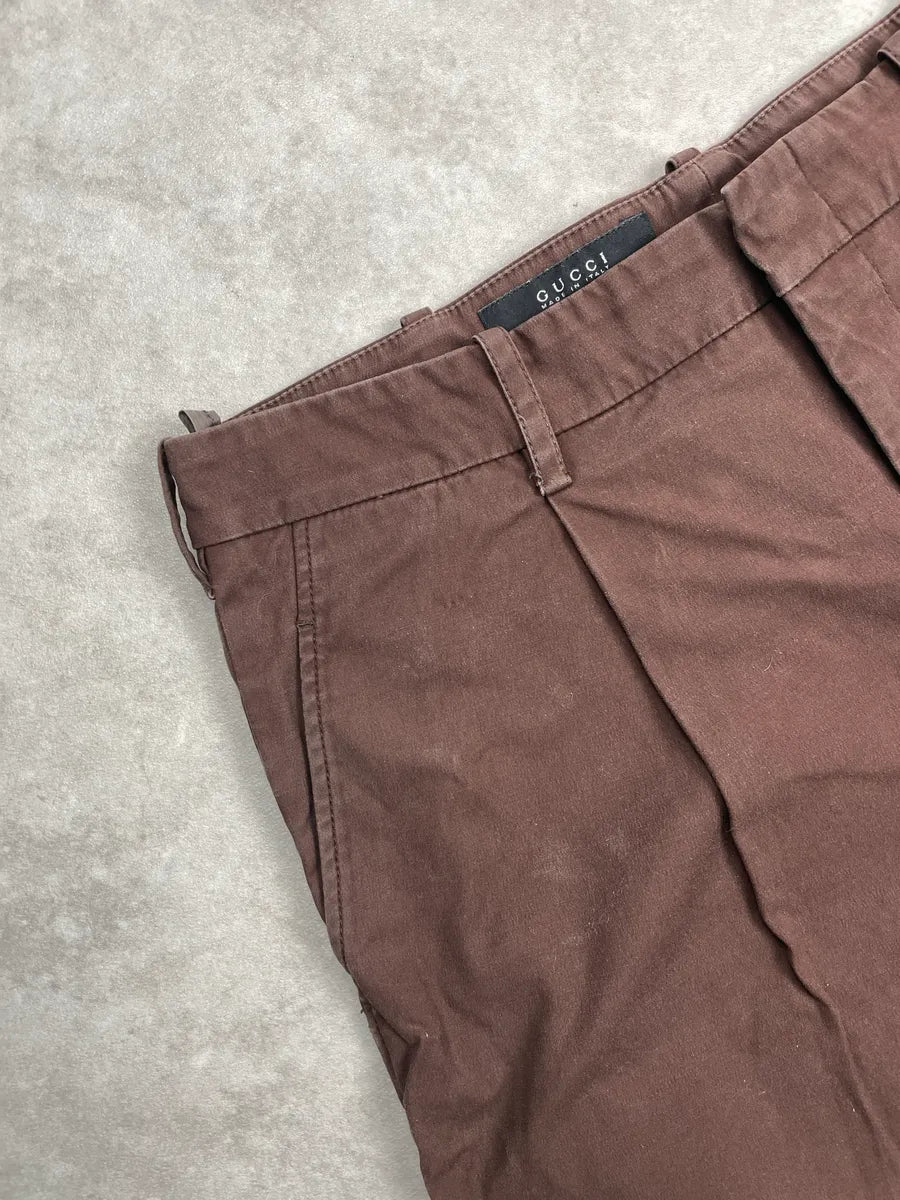 SS2006 Gucci Brown Pleated Tailored Shorts by Frida Giannini XpKHWqDf 6