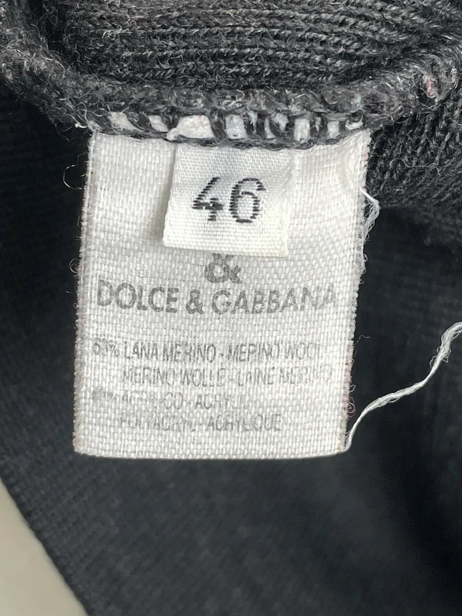 1990s Dolce & Gabbana Black & Red Merino Contrast V-Neck Sweater XqJFzkNA 8