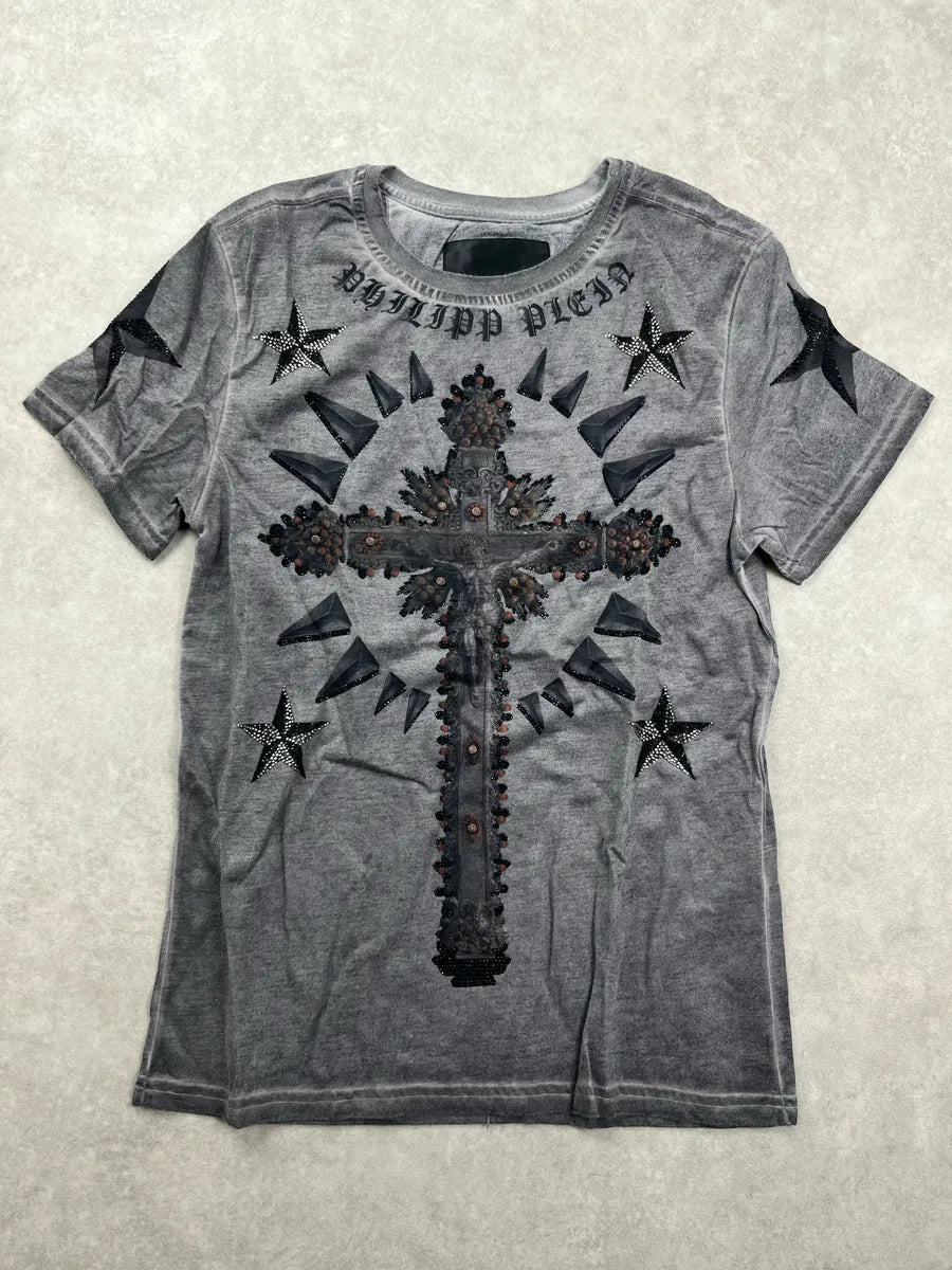 Philipp Plein Grey Cross Studded T-Shirt XqteMbbz 0