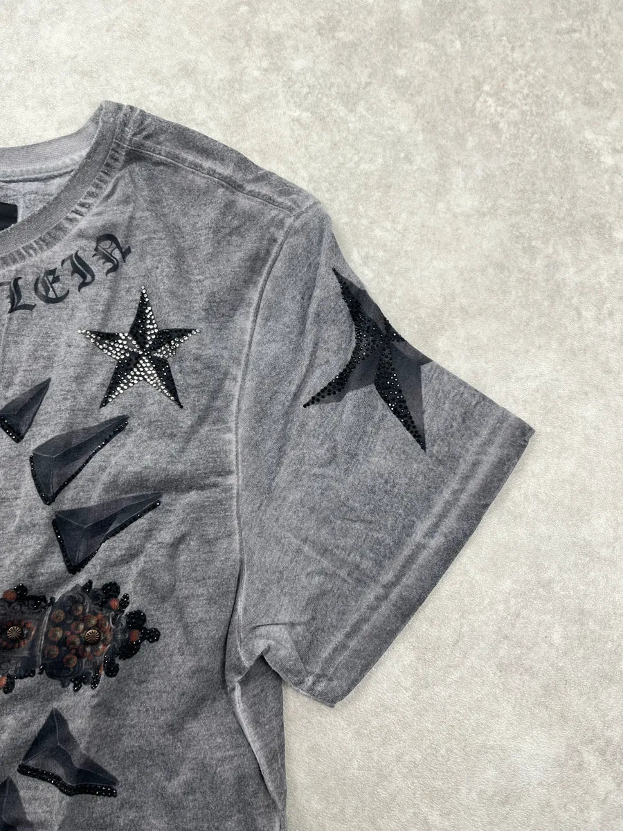 Philipp Plein Grey Cross Studded T-Shirt XqteMbbz 8
