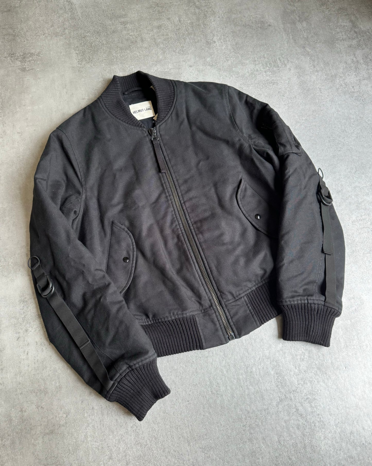 AW2003 Helmut Lang Black Bondage Re-edition Bomber Jacket (M) - 4