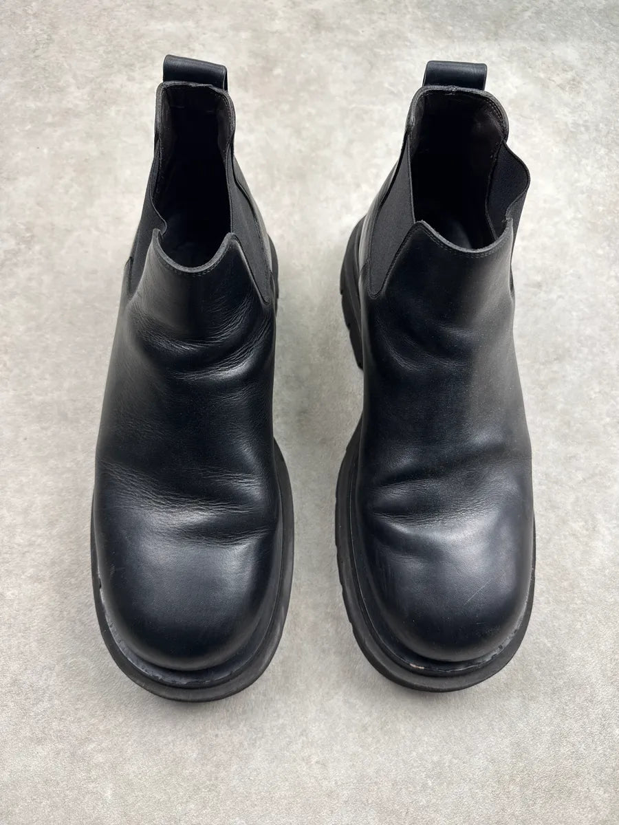 Bottega Veneta Black Leather Combat Chelsea Boots XxTWEAEf 2