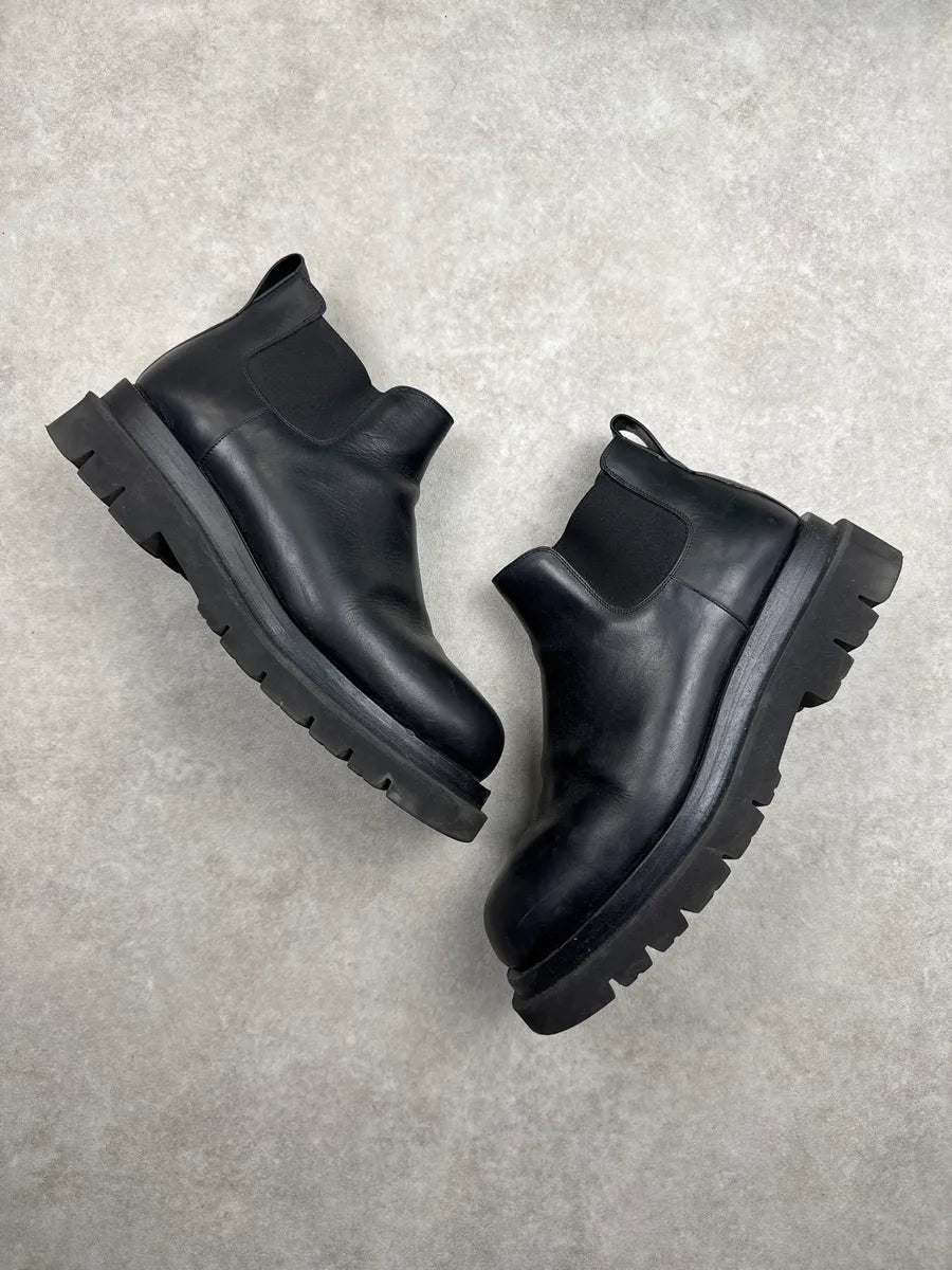 Bottega Veneta Black Leather Combat Chelsea Boots XxTWEAEf 3