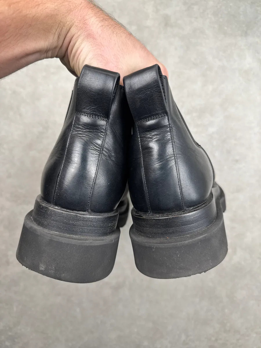 Bottega Veneta Black Leather Combat Chelsea Boots XxTWEAEf 6