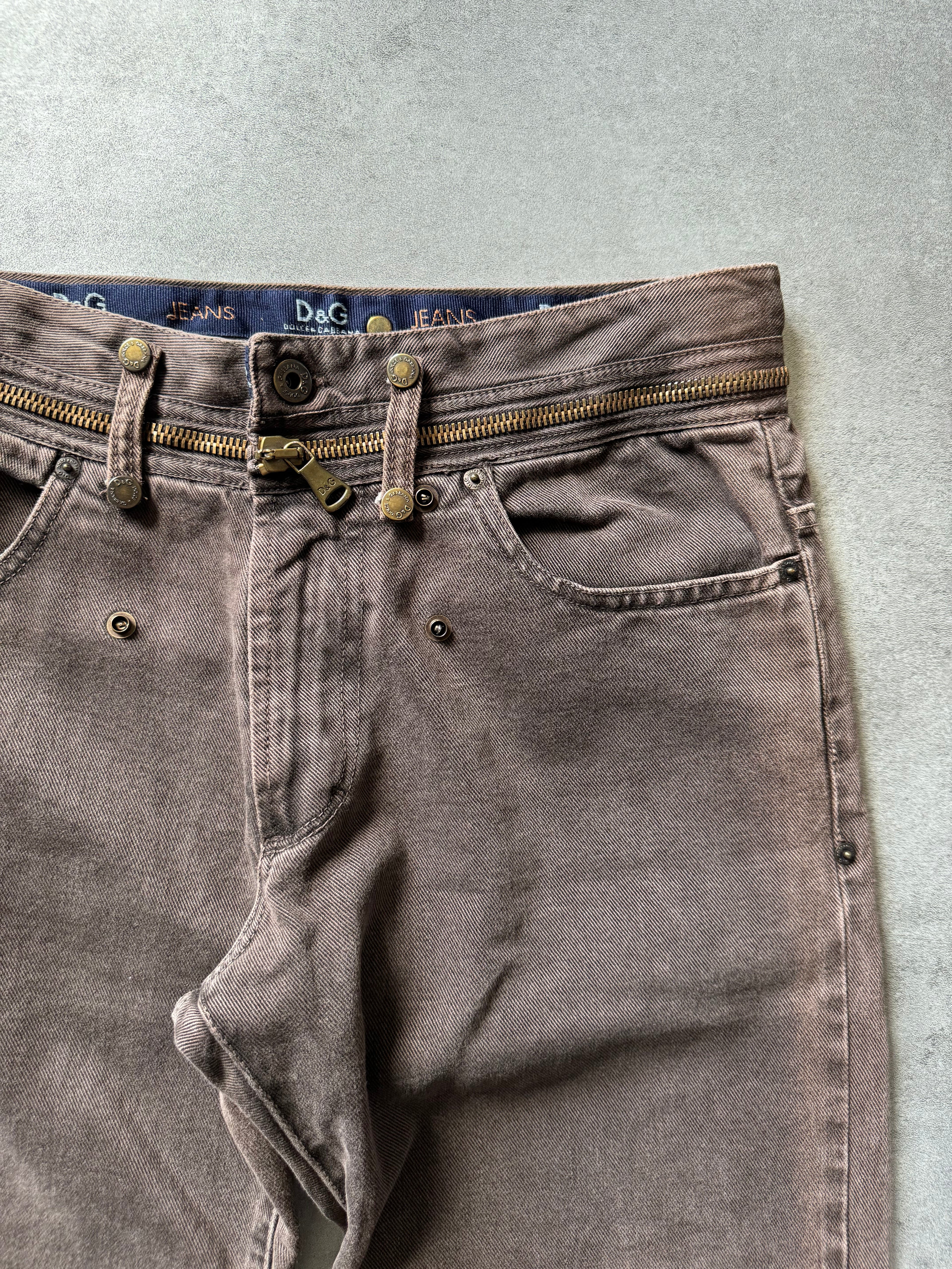 AW2003 Dolce & Gabbana Brown Zipped Pants (M) - 9