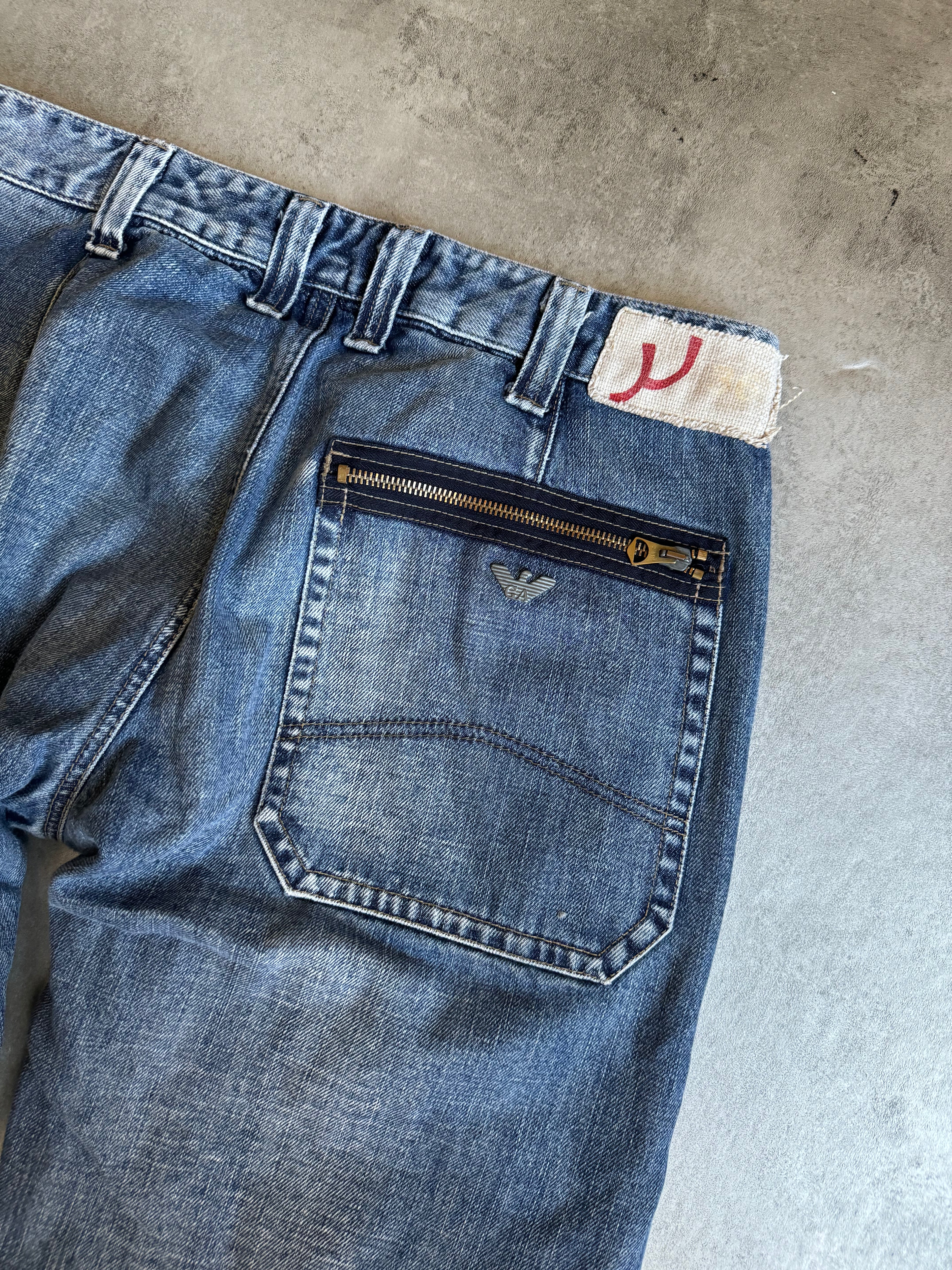 2000s Armani Cargo Double Knee Large Denim Jeans (M/L) - 3