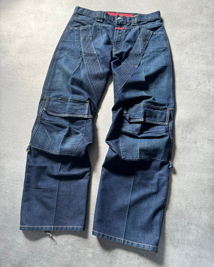 2000s Marithé + François Girbaud Blue Worker Cargo Denim Jeans (L) - 9