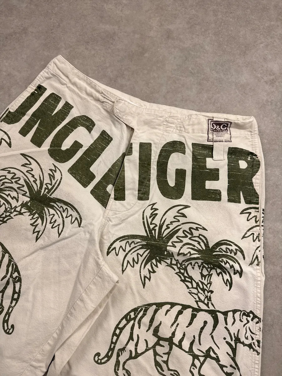2000s Dolce & Gabbana Off-White Safari Jungle Tiger Print Shorts XzlJKCrY 5