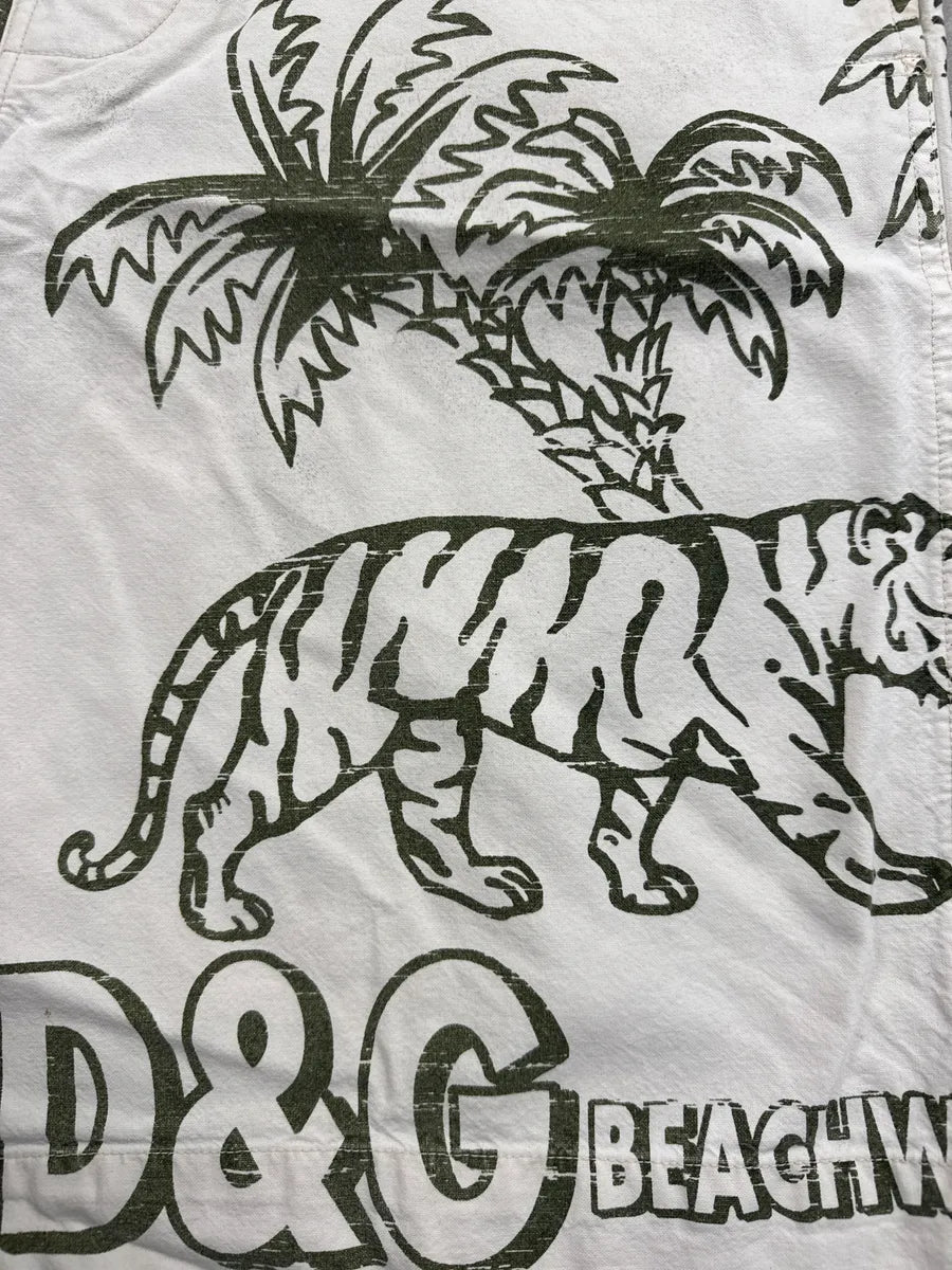 2000s Dolce & Gabbana Off-White Safari Jungle Tiger Print Shorts XzlJKCrY 7