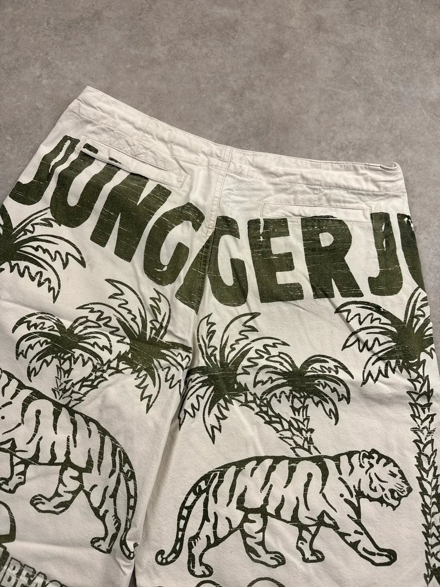 2000s Dolce & Gabbana Off-White Safari Jungle Tiger Print Shorts XzlJKCrY 6