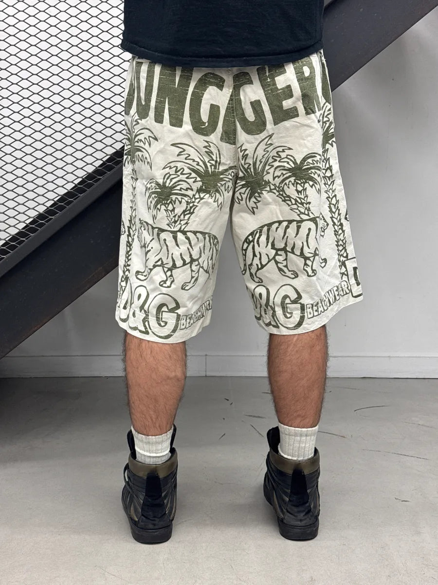 2000s Dolce & Gabbana Off-White Safari Jungle Tiger Print Shorts XzlJKCrY 4