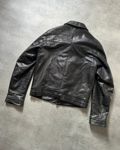 1990s Emporio Armani Black Minimalist Leather Jacket (S) - 2