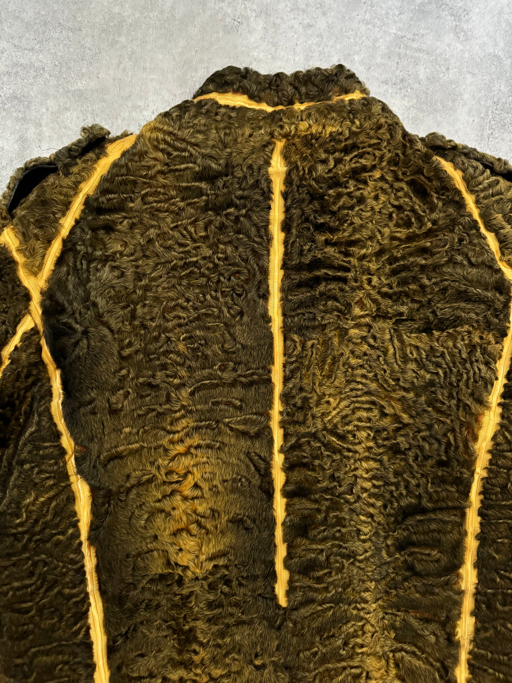 FW2000 Roberto Cavalli Yellow Textured Fur Aviator Captain Jacket (M/L) - 3