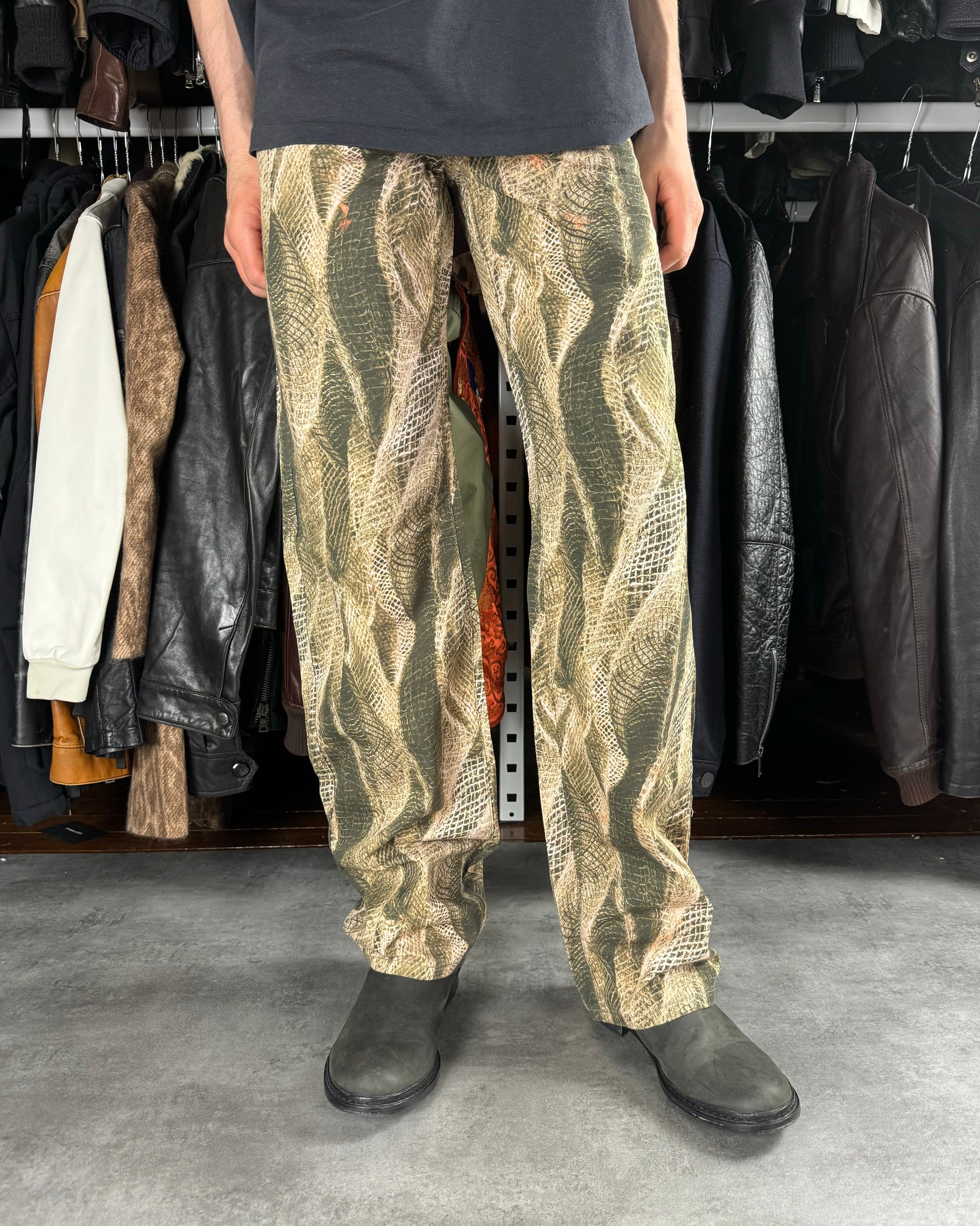 2000s Dolce & Gabbana Autumn Leaves Natural Pants (S) - 3