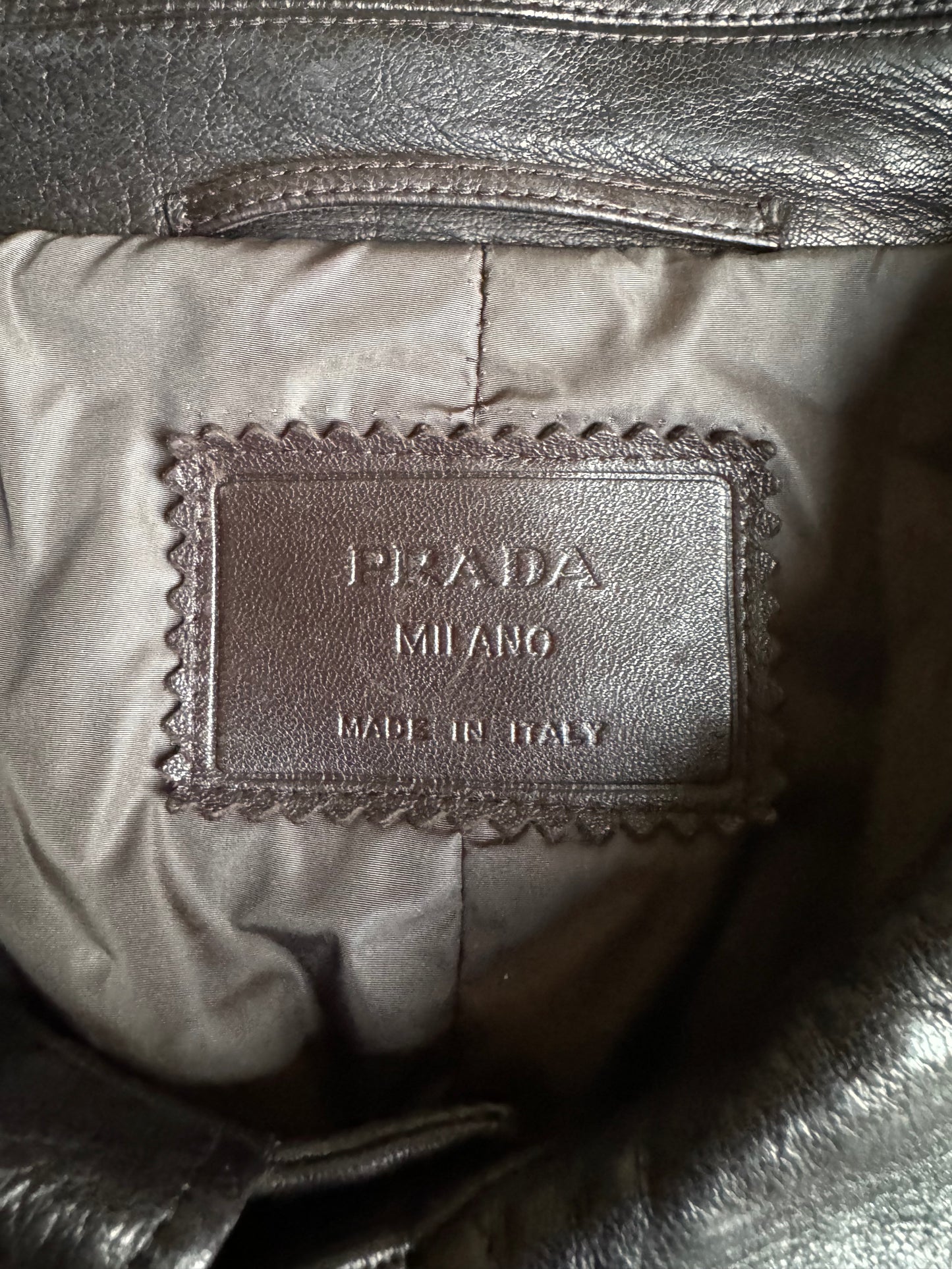 2000s Prada Adonis Hasselt Deep Brown Classy Long Leather Jacket (L/XL) - 4