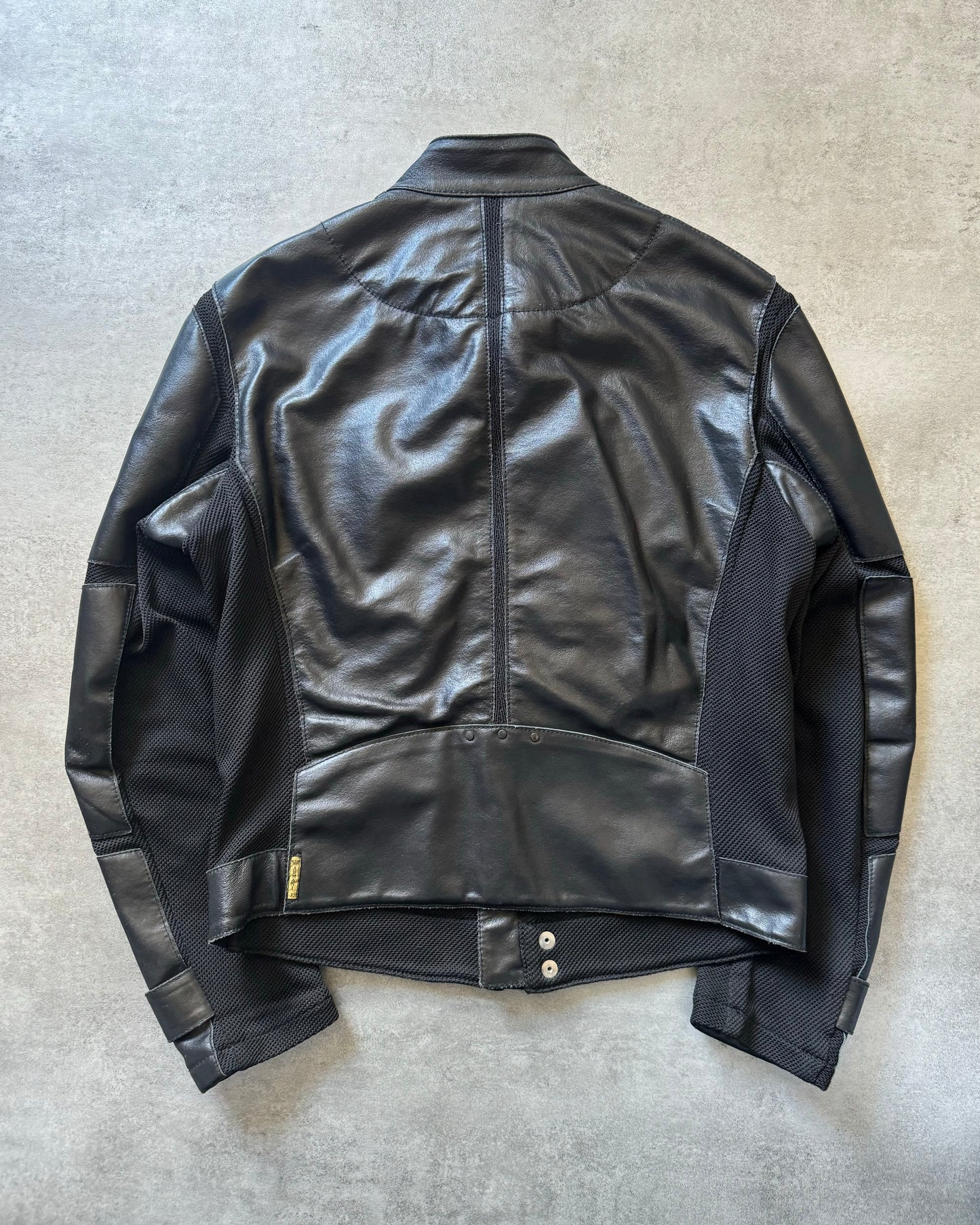 2000s Armani Black Hybrid Structured Biker Leather Jacket (M) - 2